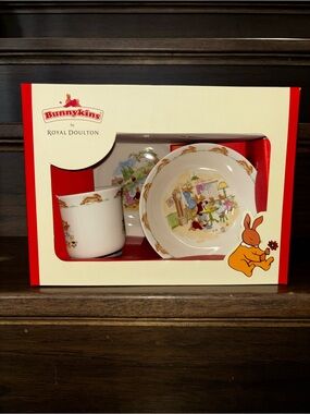 Royal Doulton Bunnykins Children's Dinnerware Set in White and Red Accents